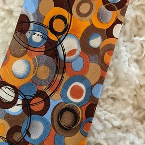 J. Garcia Collector’s Edition Birdland Silk Neck Tie Orange Brown Blue Circles